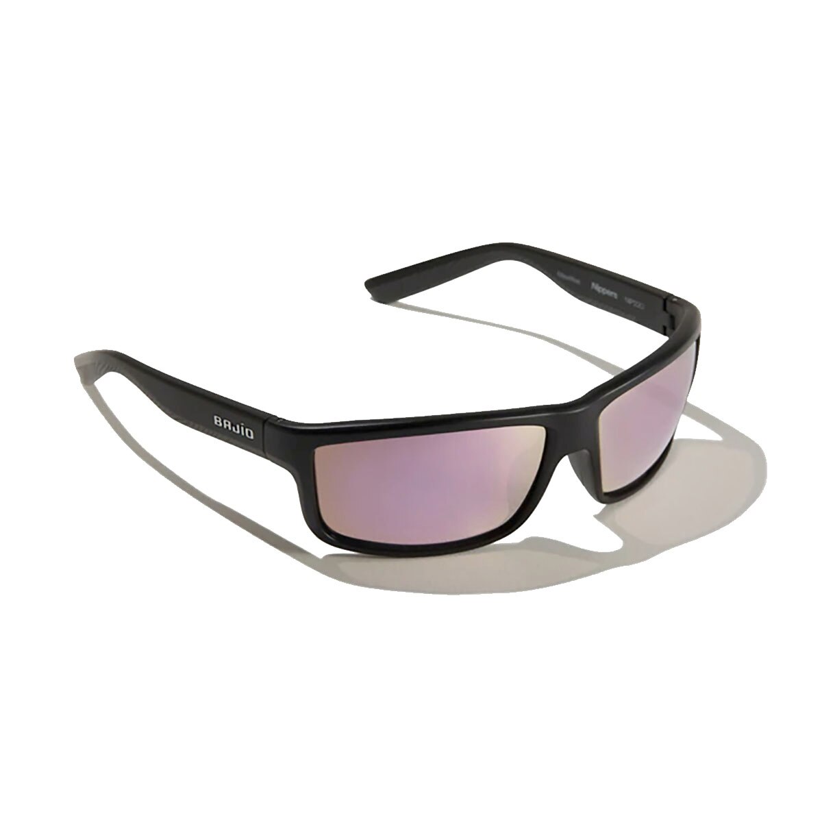 Bajio Nippers Sunglasses Polarized in Black Matte with Rose Mirror Plastic